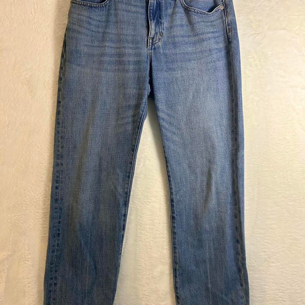 J.Crew 84 Straight Jeans Mens 32 Medium Wash Raw Hem Indigo Denim RE-84-IDG